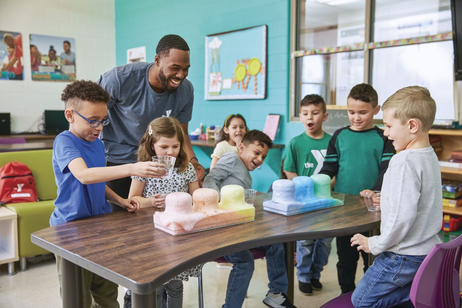Parent and child in a safe childcare environment